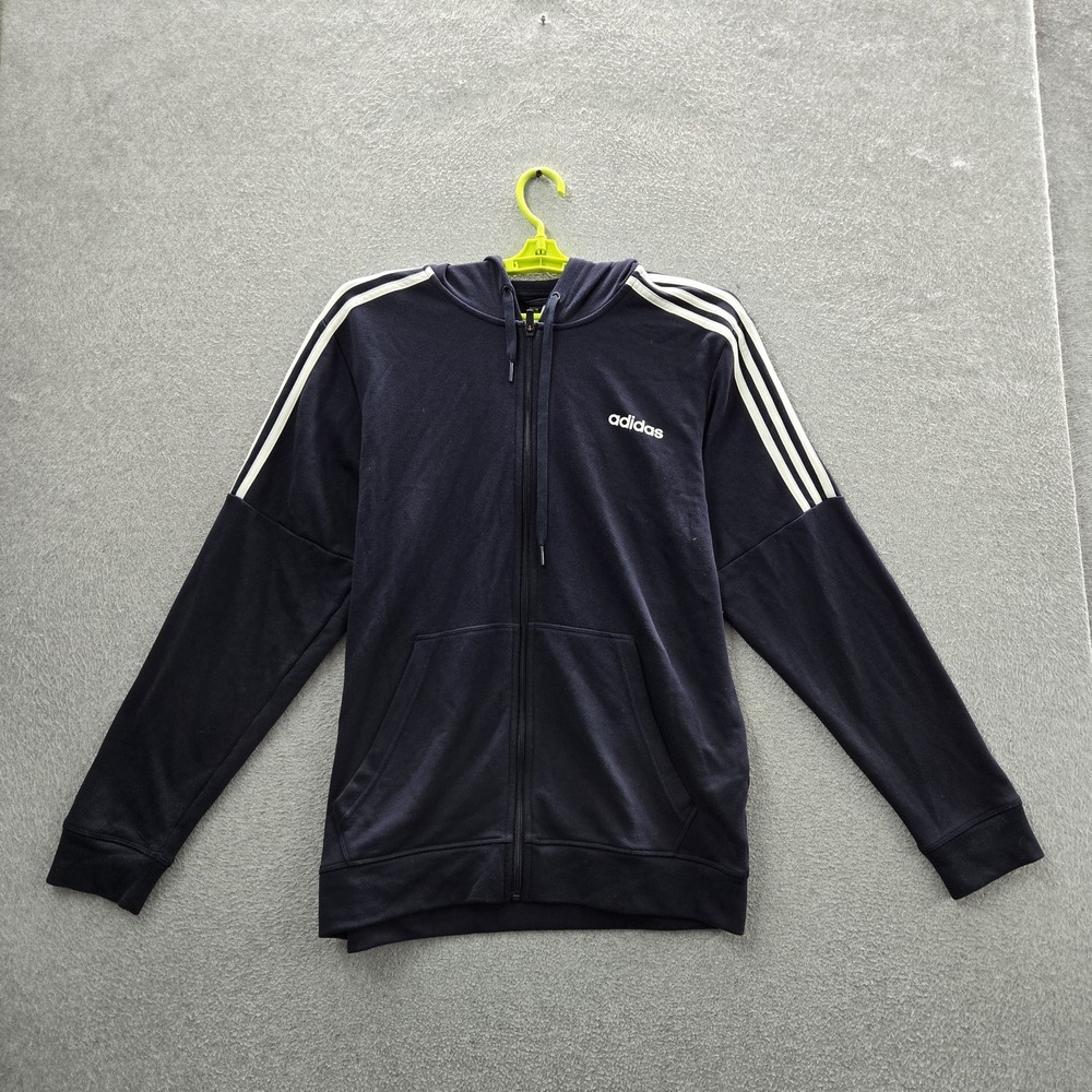 Adidas Men‎ Hoodie Navy Activewear Zipper Logo Embroidered French Terry